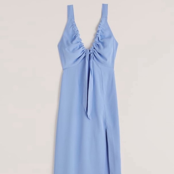 Abercrombie Tie Front Midi Dress in Light Blue - Picture 5 of 7